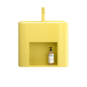 Lavabo mural autoportant noir mat avec étagère intégrée pour articles de toilette et shampoing – tout-en-un - Product Image 3