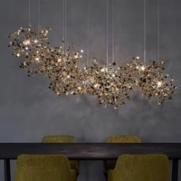 Lampe inspirée de décoration d'intérieur personnalisée de style naturel Lustre à feuilles de verre Brach Led