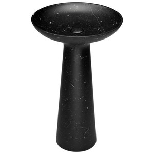 Lavabo de Baño Moderno de Mármol Sólido, Lavabo Independiente de Piedra Natural, Lavabo con Pedestal de Diseño Contemporáneo, Acabado de Lujo - Product Image 1