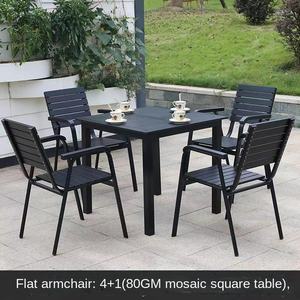 <span class=keywords><strong>Table</strong></span> et <span class=keywords><strong>chaise</strong></span> en bois plastique pour l'extérieur Combinaison Cour Loisirs extérieurs Antiseptique Bois Balcon <span class=keywords><strong>Jardin</strong></span> Café - Product Image 5