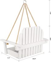 Mangeoire à oiseaux suspendue en bois moderne, multifonctionnelle, écologique, résistante à la rouille, grande capacité, design balançoire-banc blanc, Long River