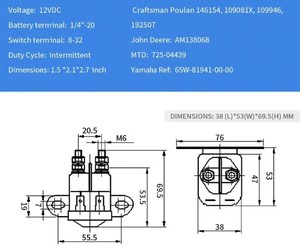 Solenoide de Arranque AM133094 Compatible con John Deere AM130365 para Relé de Arranque <span class=keywords><strong>MTD</strong></span> 725-04439A para <span class=keywords><strong>Tractor</strong></span> Cortacésped Cub Cadet RZT-S42 - Product Image 3