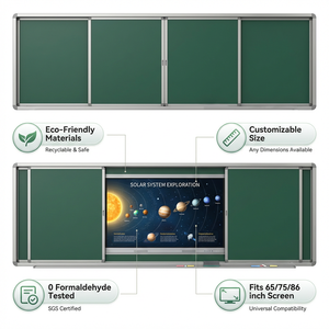 <span class=keywords><strong>Tableau</strong></span> d'enseignement scolaire moderne coulissant vert magnétique <span class=keywords><strong>mural</strong></span> grande taille avec système de cadre en aluminium pour écriture - Product Image 1