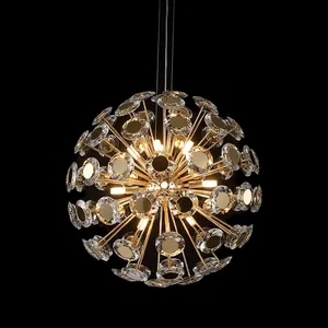 Modern Round Crystal Hanging Dining Room Lamp Dia 60CM Glass Ball Chandelier