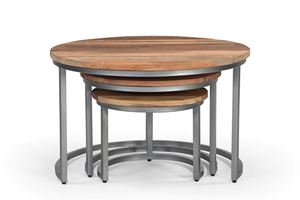 Juego de mesas de centro redondas de hierro/madera, juego de 3, muebles de sala de estar, colección a precio de mayoreo - Product Image 5