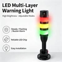 Lampu Peringatan Menara LED Multi-lapis Tiga Warna Kecerahan Tinggi Lampu Indikator Sinyal Alarm Akusto-optik untuk Mesin CNC