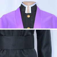 Costume de cosplay Demon Slayer Genya Shinazugawa, manteau noir et violet avec ceinture et pantalon, pour homme, en fibre de cellulose régénérée, inspiré de l'anime