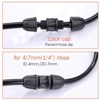 Raccords de tuyauterie d'irrigation goutte à goutte étanches 4/7 mm avec écrou de blocage, raccords en T, croisillons, coudes et coupleurs droits pour système de jardinage en serre