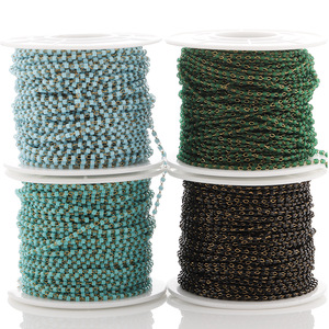 Cadena de cuentas de acero inoxidable chapada en oro de 18 quilates, 4 colores, para collares en capas, accesorio de joyería unisex - Product Image 1