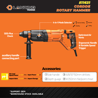 Marteau perforateur rotatif robuste 710W 511621 avec 4 fonctions SDS-Plus et énergie d'impact de 2,6 J pour le béton, la brique et les travaux de maçonnerie