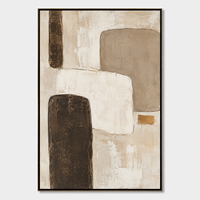 Peinture murale abstraite neutre vintage, art géométrique minimaliste, peinture à l'huile faite à la main sur toile texturée, œuvre d'art moderne, taille personnalisée, luxe