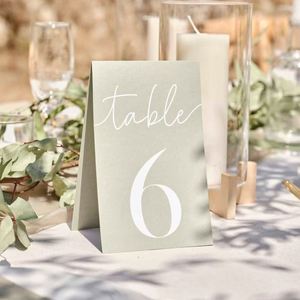 Decorations Sage Green <b>Numbers</b> 1 to 12 Wedding <b>Table</b> <b>Number</b> Card Sign - Product Image 2