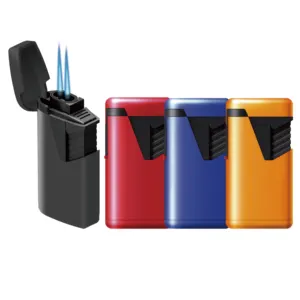 Lighter Design Windproof Smoking Cigarette Double Jet Dual Flame Cigar Custom Logo Lighter