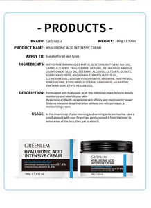 Crème Intensive à l'Acide Hyaluronique GREENLEM, Crème Hydratante Profonde pour le Visage, pour Peaux Sèches, Lotion Faciale Quotidienne de Nuit - Product Image 6