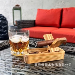 Wooden Cigar Ashtray With Holder <b>Pine</b> Minimalist Design Home Use Personal Gift - Product Image 3
