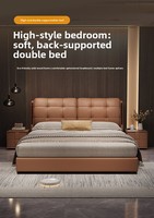 Ensemble de lit en cuir design, lit king size italien moderne à capitonnage quadrillé pour résidence de luxe