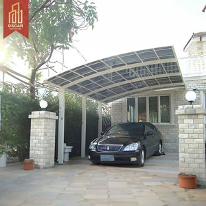 Abri de voiture moderne en aluminium pour jardin extérieur, grand auvent ouvert, côtés en forme de R, simple, toit <span class=keywords><strong>fermé</strong></span>, imperméable - Product Image 1