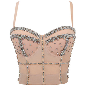 Women's Silver <strong>Sequin</strong> Cropped <strong>Top</strong> Rhinestone Beading Sexy Corset <strong>Top</strong> <strong>Plus</strong> <strong>Size</strong> Carnival Music Festival Party Camisole 1795 - Product Image 5