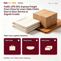 Transport Express FedEx UPS DHL depuis la Chine pour nappes en lin, service porte-à-porte vers Zagreb, Croatie