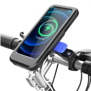 Supporto Impermeabile per <span class=keywords><strong>Telefono</strong></span> da Bici con Power Bank da 5000mAh, Caricatore Wireless da 15W, <span class=keywords><strong>Custodia</strong></span> per <span class=keywords><strong>Telefono</strong></span> da Manubrio <span class=keywords><strong>Moto</strong></span> - Product Image 1