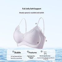 Soutien-gorge sans couture sans armatures, soutien-gorge bralette en dentelle française avec bande en silicone liquide, lingerie push-up pour femme, vente en gros