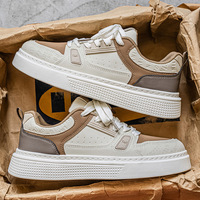 Baskets décontractées pour hommes MU59 en cuir PU, à lacets, antidérapantes, imperméables, faciles à nettoyer, faciles à assortir, chaussures souples