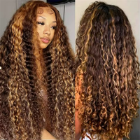 Perruque frontale en dentelle HD sans colle 13x4 13x6, 30 pouces, densité 250, couleur brun chocolat, ondulations profondes lâches, cheveux humains bouclés naturels