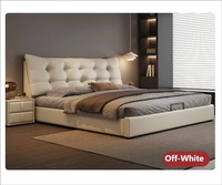 Lit plateforme italien de luxe léger en cuir véritable, confortable et réglable, avec rangement, design Ours Noir, pour chambre principale