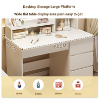 Coiffeuse moderne blanche pour chambre à coucher avec miroir sur pied et éclairage, ensemble de tiroirs de rangement écologiques pour maquillage