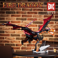 DK 7070 7071 Dragon Glacé et Dragon de Feu 2000+ Pièces Blocs de Construction Modèle Double Dragon Articulations Mobiles Collection et Présentation pour Adultes