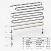 Tube chauffant électrique OEM 4KW 220V en acier inoxydable SS304, serpentin ondulé pour barbecue professionnel, grill à steak, modèle 800 12mm