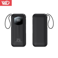 PD 22,5 W Pantalla digital Carga rápida Banco de energía Ultra Mini Banco de energía 10000mAh Carga súper rápida con cables integrados