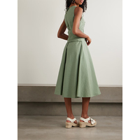 Robe de bureau d'été élégante pour femme, style décontracté, col en V, taille haute, plissée, sans manches, robes épissées longues pour vêtements de rue