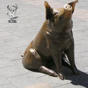 ガーデンレジン工芸品 ファイバーグラス製豚の置物 動物の装飾 かわいい等身大レジンガーデン豚の置物 - Product Image 2