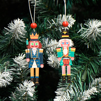 4 pièces/ensemble impression UV sculpté au Laser casse-noisette forme en bois arbre de noël ornements pendentif avec corde