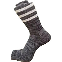 Vente en gros rétro Tube Stripe cinq orteils Chaussettes pour hommes en coton peigné respirant et antibactérien Logo corporel