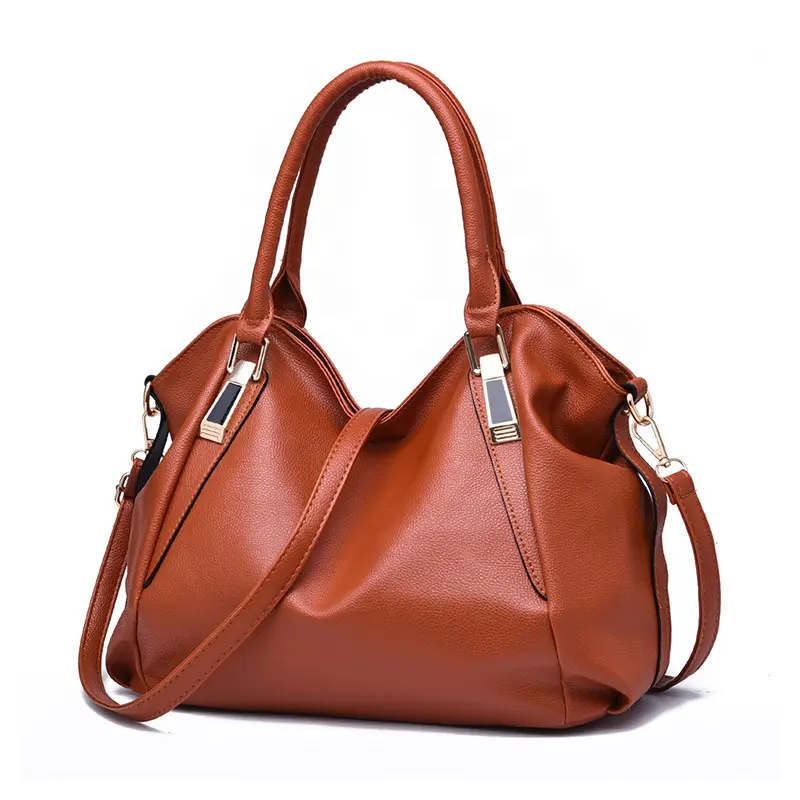 Solid Top-handle Handbag Leather Tote Black Gray Khaki Luxury Tote Purses High Quality Women Shoulder Pu Soft Leather Handbags