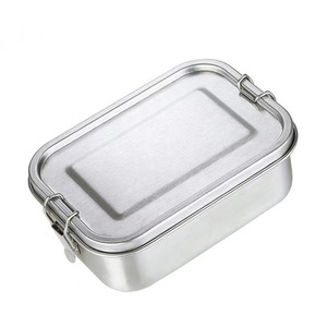 Stainless Steel Lunch <b>Box</b> 850ML 1200ML 1400ML 2400ML With Buckle And Steel Lid Rectangle Compartment Meal <b>Box</b> For Office School - Product Image 5