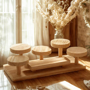 Support de rangement <span class=keywords><strong>à</strong></span> double niveau en bois massif pour bureau échelle de maternelle petits ornements présentoir <span class=keywords><strong>à</strong></span> fleurs support d'organisation - Product Image 5