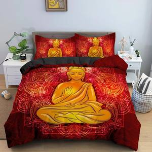 Set di biancheria da letto con stampa Buddha 3D copripiumino <span class=keywords><strong>per</strong></span> la meditazione con copertura del cuscino <span class=keywords><strong>per</strong></span> la casa decorazione vestiti da letto doppio Queen King Size - Product Image 1