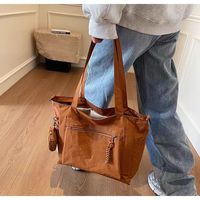 Bolso tote de nailon de color liso con cremallera y forro de poliéster, bolso de gran capacidad, ligero, estilo simple para llevar al hombro/cruzado