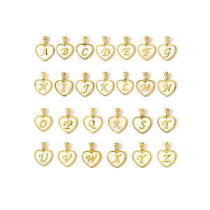 Français Coeur Shell Capital Lettre Initiale En Acier Inoxydable DIY Collier Pendentif pour Femmes A-Z Alphabet Anglais Symbole Chrétien - Product Image 1