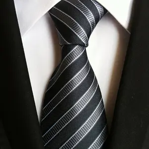 2024 new design business striped print men's 8cm polyester tie for men's accessories