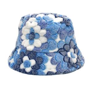 Fashion <b>Lady</b> Solid Thickened Soft Warm Fishing Cap Outdoor Vacation Flower Cap Faux Fluffy Furry Fur <b>Winter</b> Bucket <b>Hat</b> for Women - Product Image 3