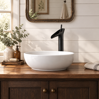 Robinet de lavabo haut en laiton bronze huilé, avec levier unique et bec cascade, pour salle de bain moderne, vente en gros