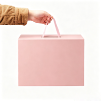 Boîte cadeau en carton de luxe pliable rose avec ruban, logo personnalisé, recyclable, pour bijoux, mariage, anniversaire