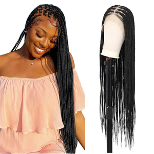 全无结编织假发女盒编织婴儿头发高级合成无胶人发混纺天然黑色 - Product Image 1