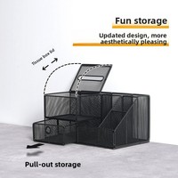 Organisateur de bureau en maille métallique, support de rangement multifonctionnel à compartiments, porte-stylo de grande capacité, organisateur de documents