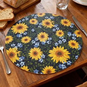 Manteles Individuales Redondos de Girasol, Manteles Individuales de Plástico PP Impresos Personalizados - Product Image 4