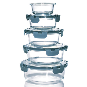 Custom Wholesale Lock Lid Borosilicate Glass Kitchen Food Storage Container <b>Box</b> Sets Airtight Containers for Adult <b>Lunch</b> <b>Box</b> - Product Image 1